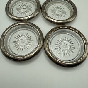 Leonard Silverplate and Crystal Coasters Set of 4
